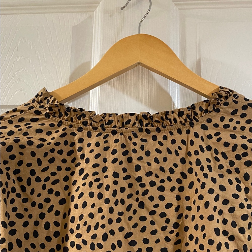 J. Crew Tan and Black Polka Dot Midi Dress - Picture 14 of 15